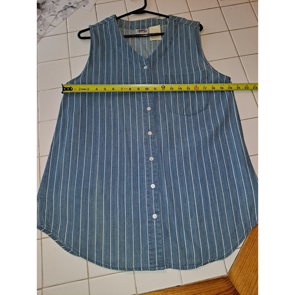 Backroad Blue Jeanswear women's stripe tank top size XL blue white sleeveless - Picture 3 of 10